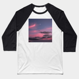 Dreamy Pink Purple Sunrise with Moon Baseball T-Shirt